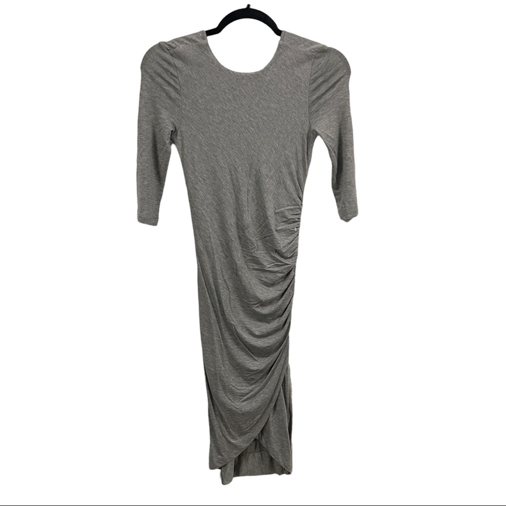 Felicity & Coco Gray stretch Jersey ruched Midi Dress XSP